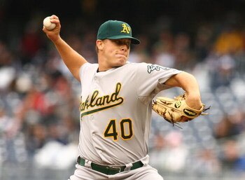 NEW YORK - APRIL 22:  Andrew Bailey #40  of The Oakland Athletics in action against The New York Yankees during their game on April 22, 2009 at Yankee Stadium in the Bronx Borough of New York.  (Photo by Al Bello/Getty Images)