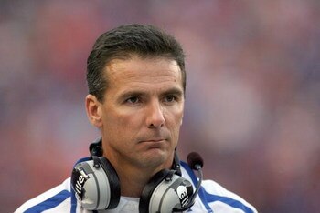 GAINESVILLE, FL - NOVEMBER 24: Head coach Urban Meyer of the Florida Gators looks on the sidelines while taking on the Florida State Seminoles at Ben Hill Griffin Stadium November 24, 2007 in Gainesville, Florida. (Photo by Marc Serota/Getty Images) 