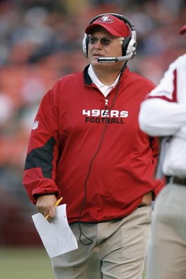 SAN FRANCISC0 - AUGUST 16:  Offensive coordinator Mike Martz of the San Francisco 49ers paces the sidelines against the Green Bay Packers during a preseason game on August 16, 2008 at Candlestick Park in San Francisco, California.  (Photo by Greg Trott/Ge
