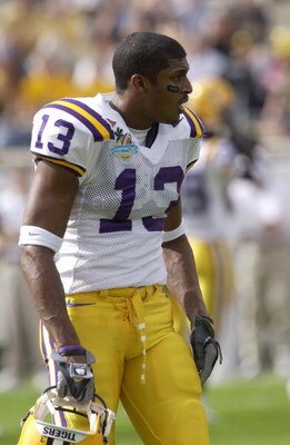 ORLANDO, FL - JANUARY 1:  Corey Webster #13 of the LSU Tigers stands on the field during the Capital One Bowl game against the Iowa Hawkeyes at the Florida Citrus Bowl on January 1, 2005 in Orlando, Florida. The Hawkeyes won 30-25. (Photo by Matt Stroshan