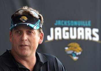 JACKSONVILLE, FL - MAY 1: Coach Jack Del Rio of the Jacksonville Jaguars talks to the media May 1, 2009 at a team minicamp near Jacksonville Municipal Stadium in Jacksonville, Florida. (Photo by Al Messerschmidt/Getty Images)