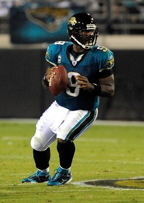 JACKSONVILLE, FL - DECEMBER 18:  David Garrard #9 of the Jacksonville Jaguars attempts a pass during the game against the Indianapolis Colts at Jacksonville Municipal Stadium on December 18, 2008 in Jacksonville, Florida.  (Photo by Sam Greenwood/Getty Im