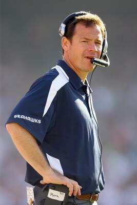 SAN FRANCISCO - OCTOBER 26:  Assistant head coach Jim Mora of the Seattle Seahawks stands on the sidelines during the game against the San Francisco 49ers at Candlestick Park on October 26, 2008 in San Francisco, California. (Photo by: Jeff Gross/Getty Im