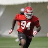KANSAS CITY, MO - MAY 9:  First round draft choice Tyson Jackson #94 of the Kansas City Chiefs goes through a drill during a rookie minicamp at the Chiefs practice facility on May 9, 2009 in Kansas City, Missouri. (Photo by G. Newman Lowrance/Getty Images