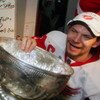 PITTSBURGH - JUNE 04: Nicklas Lidstrom #5 of the Detroit Red Wings celebrates with the Stanley Cup after defeating the Pittsburgh Penguins in game six of the 2008 NHL Stanley Cup Finals at Mellon Arena on June 4, 2008 in Pittsburgh. Pennsylvania. The Red 