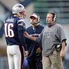 FOXBORO, MA - NOVEMBER 09:  Head coach Bill Belichick and offensive coordinator Josh McDaniels talks with Matt Cassel #16 of the New England Patriots during a time out in the fourth quarter against the Buffalo Bills on November 9, 2008 at Gillette Stadium