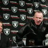 ALAMEDA, CA - JANUARY 23:  Newly hired head coach of the Oakland Raiders, Lane Kiffin (L), smiles as Raiders owner Al Davis reacts to a question during a press conference on January 23, 2007 in Alameda, California. Kiffin, a 31 year-old offensive coordina