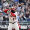 SEATTLE - APRIL 14: Vladimir Guerrero #27 of the Los Angeles Angels of Anaheim stands ready at bat during the Opening Day game against the Seattle Mariners  on April 14, 2009 at Safeco Field in Seattle, Washington. (Photo by: Otto Greule Jr/Getty Images)