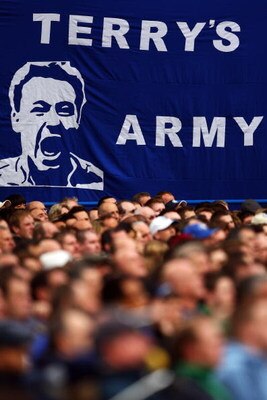 LONDON, ENGLAND - MAY 17:  Fans display a John Terry Army banner during the Barclays Premier League match between Chelsea and Blackburn Rovers at Stamford Bridge on May 17, 2009 in London, England.  (Photo by Richard Heathcote/Getty Images)