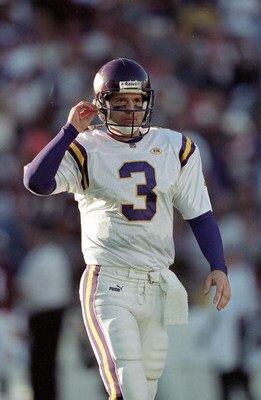 31 Oct 1999: Jeff George #3 of the Minnesota Vikings walks on the field during the game against the Denver Broncos at the Mile High Stadium in Denver, Colorado. The Vikings defeated the Broncos 23-20. Mandatory Credit: Brian Bahr  /Allsport
