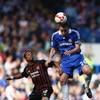 LONDON - MARCH 15: John Terry of Chelsea wins a header against Robinho of Manchester City during the Barclays Premier League match between Chelsea and Manchester City at Stamford Bridge on March 15, 2009 in London, England.  (Photo by Ryan Pierse/Getty Im