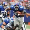 EAST RUTHERFORD, NJ - OCTOBER 05:  Brandon Jacobs #27 of the New York Giants runs against the Seattle Seahawks during their game on October 5, 2008 at Giants Stadium in East Rutherford, New Jersey.  (Photo by Al Bello/Getty Images)