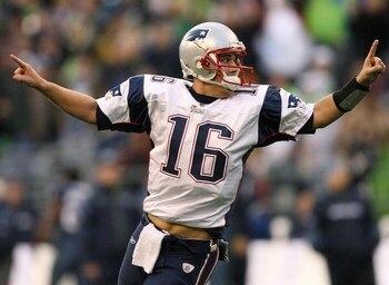 SEATTLE - DECEMBER 07:  Quarterback Matt Cassel #16 of the  New England Patriots celebrates after his team scored a two point conversion in the fourth quarter against the Seattle Seahawks on December 7, 2008 at Qwest Field in Seattle, Washington. The Patr