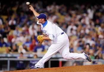 LOS ANGELES, CA - MAY 23:  Jonathan Broxton #51 closer for the Los Angeles Dodgers throws in the ninth inning against Los Angeles Angels of Anaheim at Dodger Stadium on May 23, 2009 in Los Angeles, California.  (Photo by Kevork Djansezian/Getty Images)