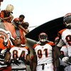 CINCINNATI - AUGUST 18:  T.J. Houshmandzadeh #84, Robert Geathers #91 and Rashad Jeanty #93 of the Cincinnati Bengals get ready to take the field before a preseason NFL game against the New Orleans Saints on August 18, 2007 at Paul Brown Stadium in Cincin