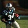 CHARLOTTE, NC - OCTOBER 26:  DeAngelo Williams #34 of the Carolina Panthers runs with the ball against the Arizona Cardinals during their game  on October 26, 2008 at Bank of America Stadium in Charlotte, North Carolina.  (Photo by Streeter Lecka/Getty Im