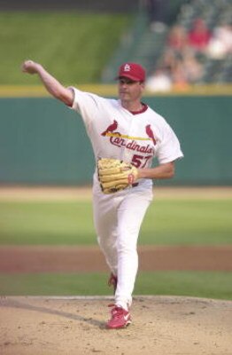 01 Aug 2000:  Darryl Kile #57 of the St. Louis Cardinals delivers a pitch during the game against the Atlanta Braves at Busch Stadium in St. Louis, Missouri.  The Cardinals beat the Atlanta Braves 0-4.  DIGITAL IMAGE. Mandatory Credit: Elsa/ALLSPORT