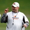 BEREA, OH - MAY 02: Offensive coordinator Brian Daboll of the Cleveland Browns talks with a player during rookie mini camp at the Cleveland Browns Training and Administrative Complex on May 2, 2009 in Berea, Ohio.  (Photo by Gregory Shamus/Getty Images)