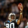 CHARLOTTE, NC - NOVEMBER 13:  Julius Peppers #90 of the Carolina Panthers celebrates after recovering a fumble during their game against the Tampa Bay Buccaneers on November 13, 2006 at Bank of America Stadium in Charlotte, North Carolina. The Panthers de