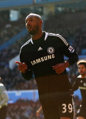 BIRMINGHAM, UNITED KINGDOM - FEBRUARY 21:  Nicolas Anelka of Chelsea celebrates his goal during the Barclays Premier League match between Aston Villa and Chelsea at Villa Park on February 21, 2009 in Birmingham, England.  (Photo by Clive Brunskill/Getty I