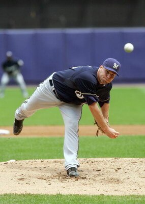NEW YORK - MAY 12: Ben Sheets #15of the Milwaukee Brewers delivers the pitch against the New York Mets on May 12, 2007 at Shea Stadium in the Flushing neighborhood of the Queens borough of New York City. The Brewers defeated the Mets 12-3. (Photo by Jim M