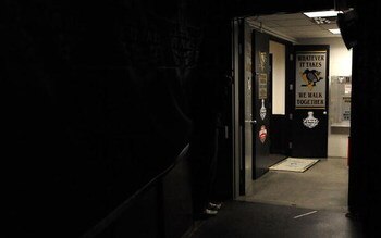 PITTSBURGH - JUNE 04:  The Pittsburgh Penguins prepare to exit the locker room to face the Detroit Red Wings in Game Four of the 2009 NHL Stanley Cup Finals on June 4, 2009 at Mellon Arena in Pittsburgh, Pennsylvania.  (Photo by Harry How/Getty Images)
