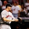 CLEVELAND - OCTOBER 18:  Closing pitcherJonathan Papelbon #58 of the Boston Red Sox celebrates after defeating the Cleveland Indians by a score of 7-1 to take Game Five of the American League Championship Series at Jacobs Field on October 18, 2007 in Clev