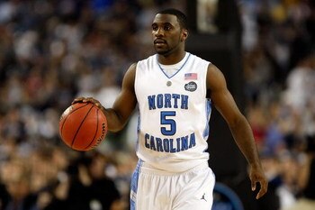 DETROIT - APRIL 04:  Ty Lawson #5 of the North Carolina Tar Heels moves the ball against the Villanova Wildcats in the second half during the National Semifinal game of the NCAA Division I Men's Basketball Championship at Ford Field on April 4, 2009 in De