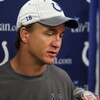 SAN DIEGO - JANUARY 03:  Quarterback Peyton Manning #18 of the Indianapolis Colts speaks to members of the media after being defeated by the San Diego Chargers 23-17 in the AFC Wild Card Game on January 3, 2009 at Qualcomm Stadium in San Diego, California