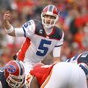 KANSAS CITY, MO - NOVEMBER 23:  Quarterback Trent Edwards #5 of the Buffalo Bills calls the play at the line of scrimmage during the game against the Kansas City Chiefs on November 23, 2008 at Arrowhead Stadium in Kansas City, Missouri. (Photo by Jamie Sq