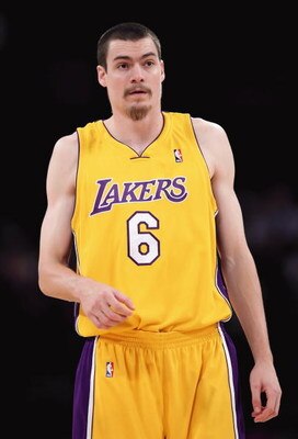 LOS ANGELES, CA - FEBRUARY 26:  Adam Morrison #6 of the Los Angeles Lakers walks on the court during the NBA game against the Phoenix Suns at Staples Center on February 26, 2009 in Los Angeles, California.  The Lakers defeated the Suns 132-106.  NOTE TO U