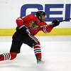 CHICAGO - MARCH 29: Martin Havlat #24 of the Chicago Blackhawks fires a shot against the Vancouver Canucks on March 29, 2009 at the United Center in Chicago, Illinois. The Canucks defeated the Blackhawks 4-0. (Photo by Jonathan Daniel/Getty Images)