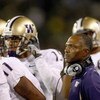 EUGENE, OR - AUGUST 30:  Head coach Tyrone Willingham of the Washington Huskies watches the action with his players during the game against the Oregon Ducks at Autzen Stadium on August 30, 2008 in Eugene, Oregon. (Photo by Jonathan Ferrey/Getty Images)