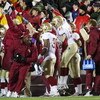 CHESTNUT HILL, MA - NOVEMBER 03:  The  Florida State Seminoles bench celebrates teammate Geno Hayes' interception and touchdown in the fourth quarter against the Boston College Eagles on November 3, 2007 at Alumni Stadium in in Chestnut Hill, Massachusett