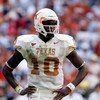 HOUSTON - DECEMBER 3:  Quarterback Vince Young #10 of the Texas Longhorns during play against the Colorado Buffaloes during the Dr. Pepper Big 12 Championship at Reliant Stadium December 3, 2005 in Houston, Texas.  (Photo by Ronald Martinez/Getty Images) 
