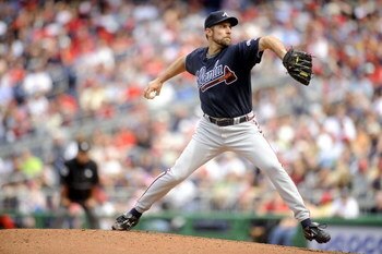 WASHINGTON - APRIL 12:  John Smoltz #29 of the Atlanta Braves pitches against the Washington Nationals April 12, 2008 at Nationals Park in Washington, DC.  (Photo by Greg Fiume/Getty Images)