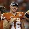GLENDALE, AZ - JANUARY 05:  Quarterback Colt McCoy #12 of the Texas Longhorns celebrates after defeating the Ohio State Buckeyes in the Tostitos Fiesta Bowl Game on January 5, 2009 at University of Phoenix Stadium in Glendale, Arizona. The Longhorns defea
