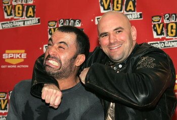 LOS ANGELES, CA - DECEMBER 08:  TV Personality Joe Rogan and UFC president Dana White pose in the press room during the 4th Annual Spike TV 2006 Video Game Awards held at The Galen Center on December 8, 2006 in Los Angeles, California.  (Photo by Frazer H