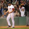BOSTON - APRIL 26: Jacoby Ellsbury #46 of the Boston Red Sox celebrates after stealing home against the New York Yankees at Fenway Park April 26, 2009 in Boston, Massachusetts. Jacoby Ellsbury recorded the first steal of home by a Red Sox player in 10 yea