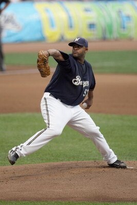 MILWAUKEE - JULY 8: CC Sabathia #52 of the Milwaukee Brewers delivers the ball against the Colorado Rockies in his first start since being traded by the Cleveland Indians at Miller Park July 8, 2008 in Milwaukee, Wisconsin. (Photo by Jonathan Daniel/Getty