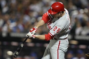 NEW YORK - JUNE 10:  Chase Utley #26 of the Philadelphia Phillies bats against  the New York Mets during their game on June 10, 2009 at Citi Field in the Flushing neighborhood of the Queens borough of New York City.  (Photo by Al Bello/Getty Images)
