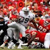 KANSAS CITY, MO - SEPTEMBER 14:  Michael Bush #29 of the Oakland Raiders carries the ball during the game against the Kansas City Chiefs on September 14, 2008 at Arrowhead Stadium in Kansas City, Missouri.  (Photo by Jamie Squire/Getty Images)