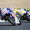 MOTEGI, JAPAN - APRIL 26:  Jorge Lorenzo of Spain and Fiat Yamaha Team leads Valentino Rossi of Italy and Fiat Yamaha Team during the MotoGP World Championship Grand Prix of Japan at Twin Ring Motegi on April 26, 2009 in Motegi, Japan.  (Photo by Kiyoshi 