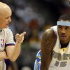 DENVER - MAY 29:  Referee Joe Crawford talks with Carmelo Anthony #15 of the Denver Nuggets in Game Six of the Western Conference Finals during the 2009 NBA Playoffs against the Los Angeles Lakers at Pepsi Center on May 29, 2009 in Denver, Colorado. NOTE 