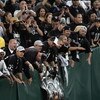 OAKLAND, CA - AUGUST 25: The Raider Nation in the famous black hole cheer on their Oakland Raiders as the Oakland Raiders host the Detroit Lions at McAfee Stadium on August 25, 2006 in Oakland, California. (Photo by David Paul Morris /Getty Images)