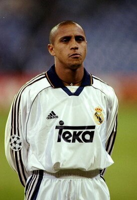 7 Dec 1999:  Portrait of Roberto Carlos of Real Madrid lining up to face Rosenborg in the UEFA Champions League group C match at the Bernabeu Stadium in Madrid, Spain. Real Madrid won 3-1. \ Mandatory Credit: Clive Mason /Allsport