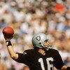 1984:  Quarterback Jim Plunkett #16 of the L.A. Raiders passes the ball. (Photo by Tony Duffy/Getty Images)