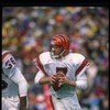 26 Nov 1989: Quarterback Boomer Esiason of the Cincinnati Bengals looks to pass the ball during a game against the Buffalo Bills at Rich Stadium in Orchard Park, New York. The Bills won the game, 24-7.