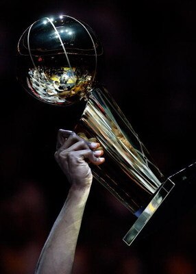 ORLANDO, FL - JUNE 14:  A detailed picture of the Larry O'Brien trophy after the Lakers defeated the Orlando Magic 99-86 in Game Five of the 2009 NBA Finals on June 14, 2009 at Amway Arena in Orlando, Florida.  NOTE TO USER:  User expressly acknowledges a