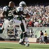 EAST RUTHERFORD, NJ - OCTOBER 26:  Leon Washington #29 of the New York Jets celebrates with Thomas Jones #20 after scoring a touchdown against the Kansas City Chiefs in the second quarter of their game on October 26, 2008 at Giants Stadium in East Rutherf